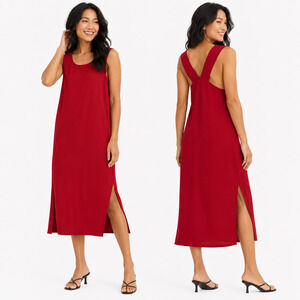 Mango Womens Dress Size 8 Red Casual Minimalist Quiet Luxury Vacation Midi